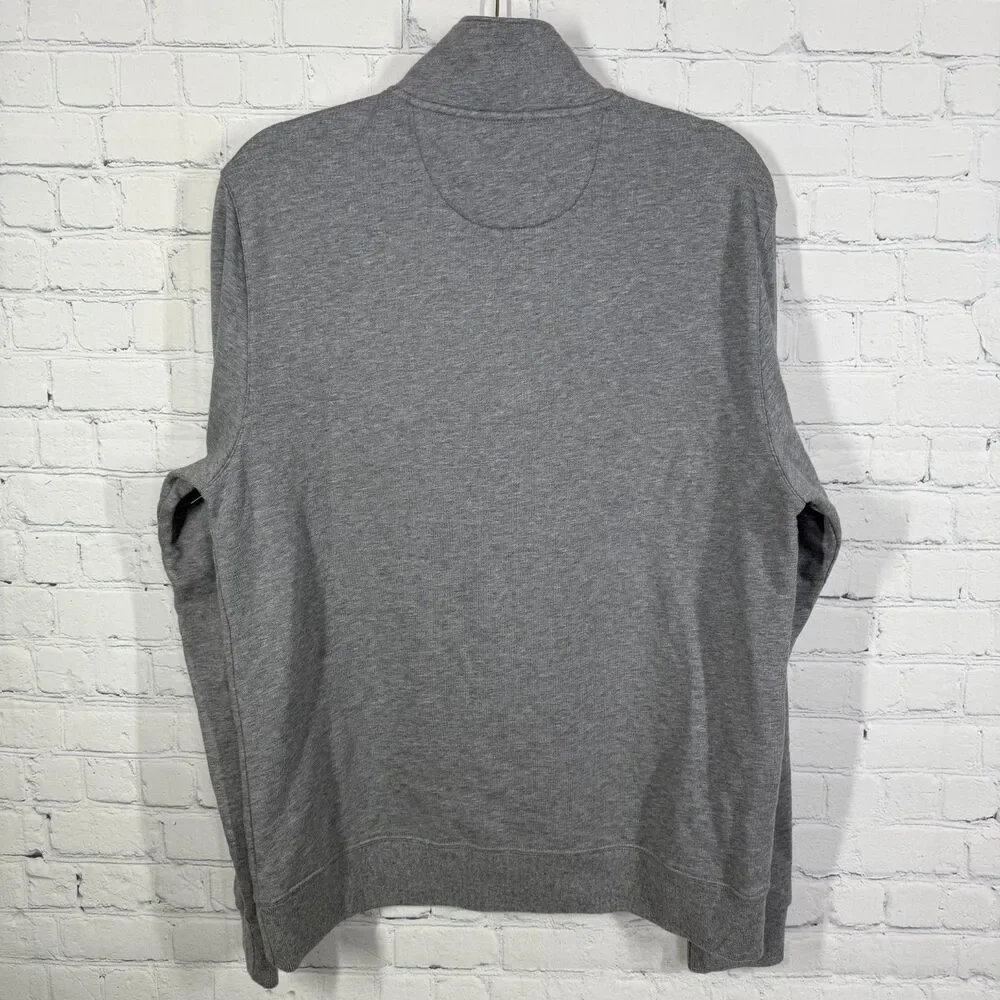 Brooks Brothers 346 Mens Medium Quarter Zip Pullover Gray 100% Cotton Sweatshirt